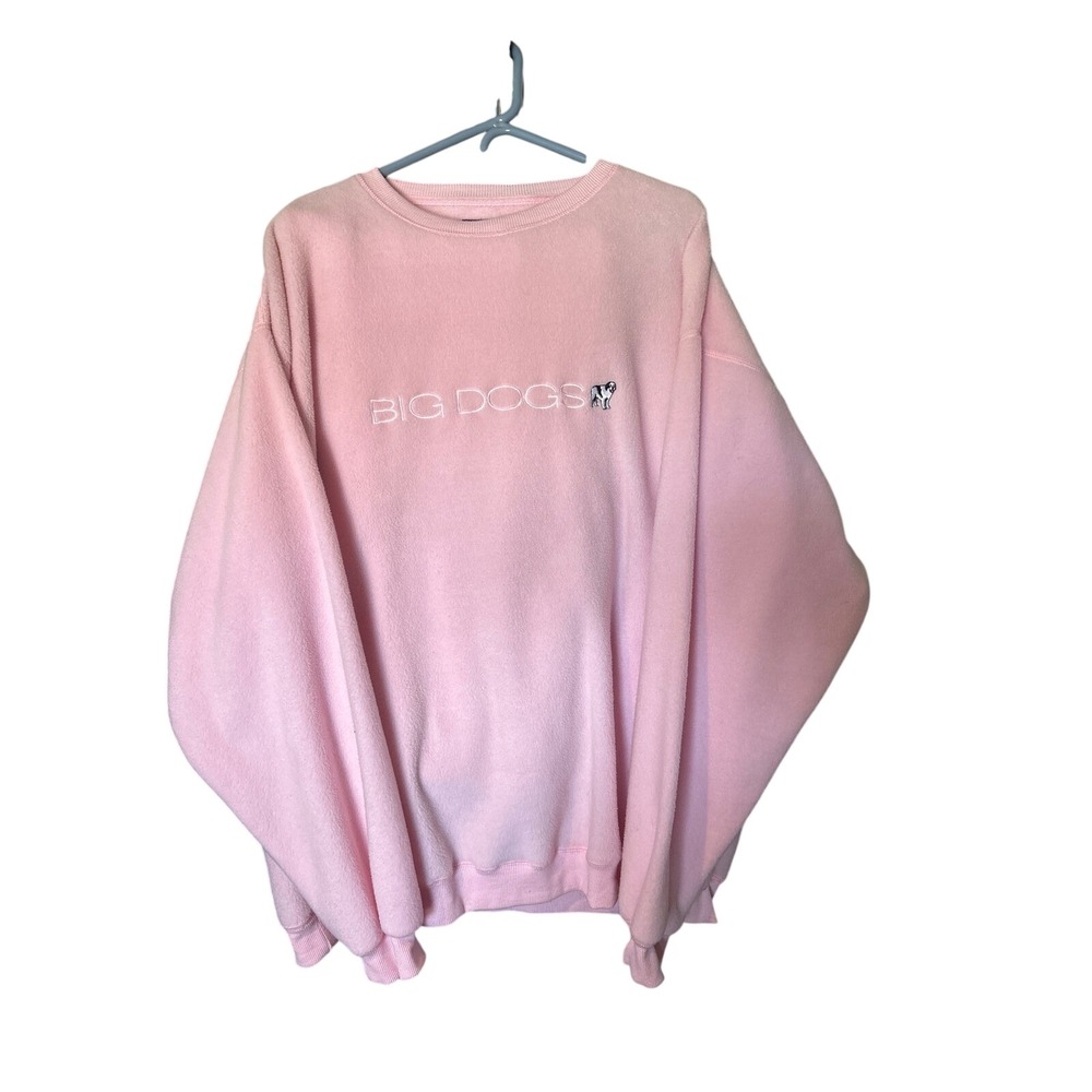 Big Dogs Fleece Sweatshirt Sweatpants Set Womens 2X Pink  Embroidered